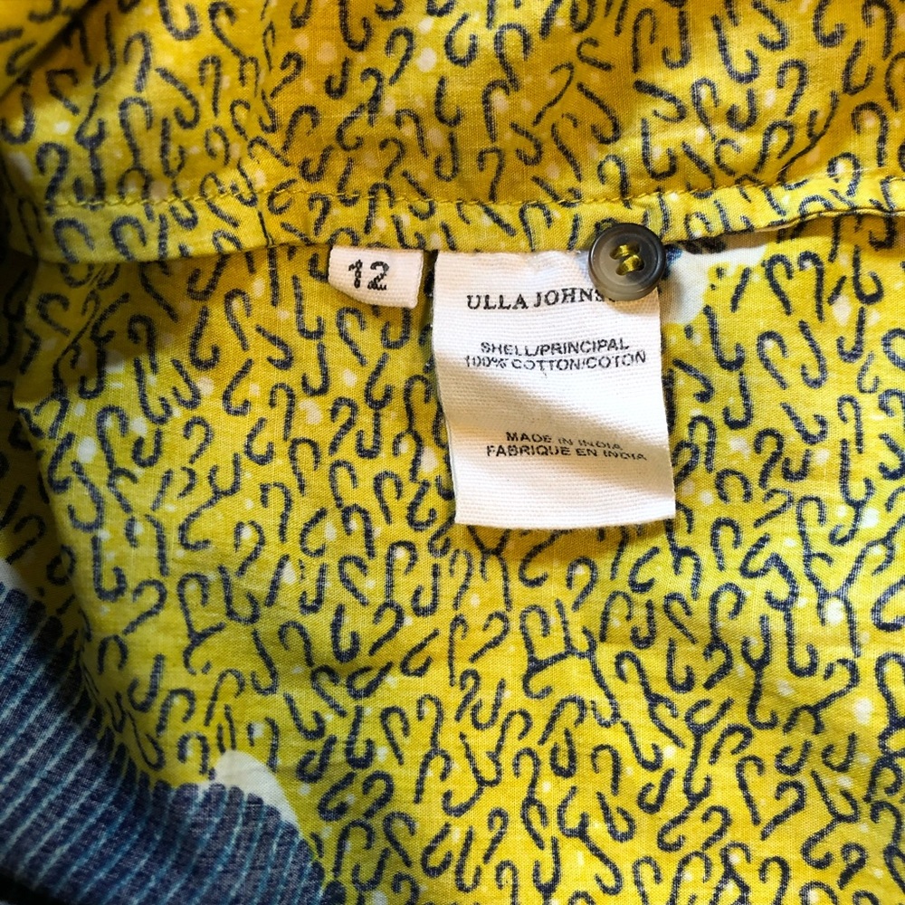 Ulla Johnson Blouse Ruffle Blue Green Long Sleeve Caasi US 12 - Picture 10 of 11